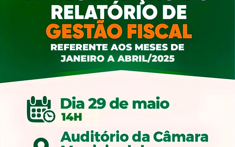 Prefeitura de Senador Canedo apresenta Relatório de Gestão Fiscal em audiência pública nesta quinta (29)