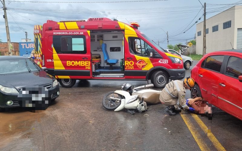 Acidente entre carro e moto deixa uma pessoa ferida em Senador Canedo