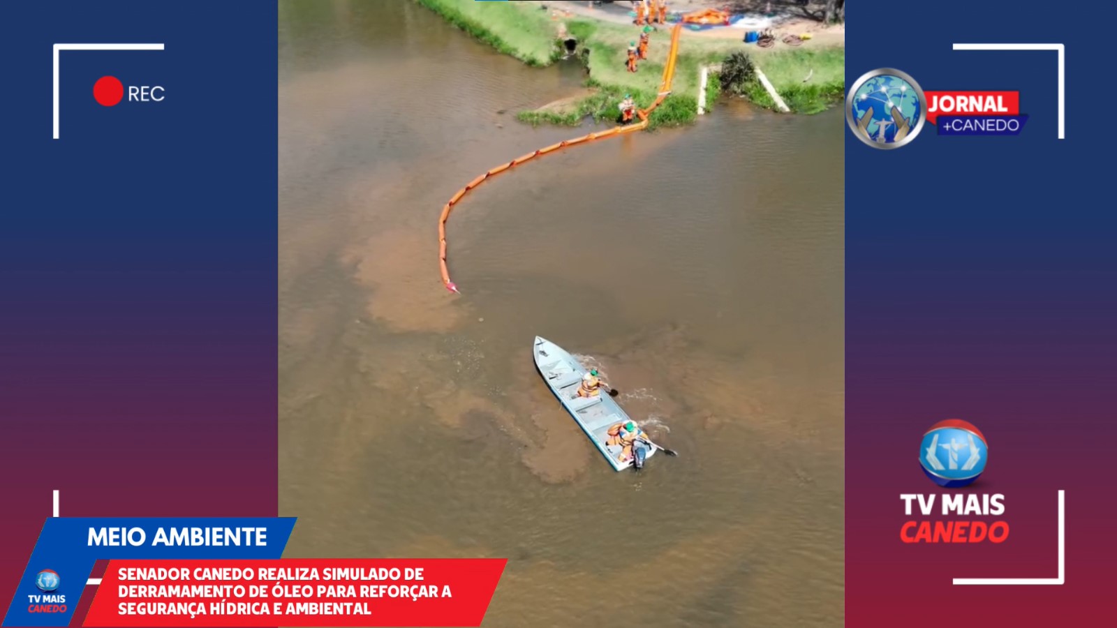 Simulado de derramamento de óleo é realizado no Lago do Parque da Família, em Senador Canedo