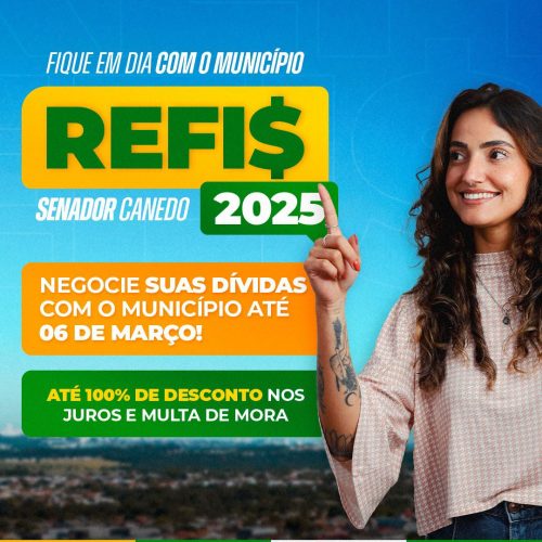 Prefeitura de Senador Canedo abre prazo para negociação de dívidas com até 100% de desconto em juros e multas