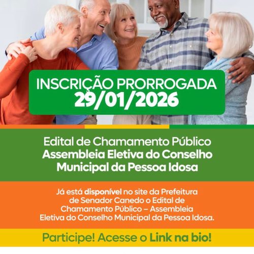 Inscrições para Assembleia Eletiva do Conselho da Pessoa Idosa são prorrogadas em Senador Canedo.