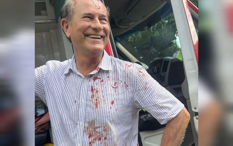 Mesmo ferido, piloto aparece sorrindo após pouso forçado em Goiás