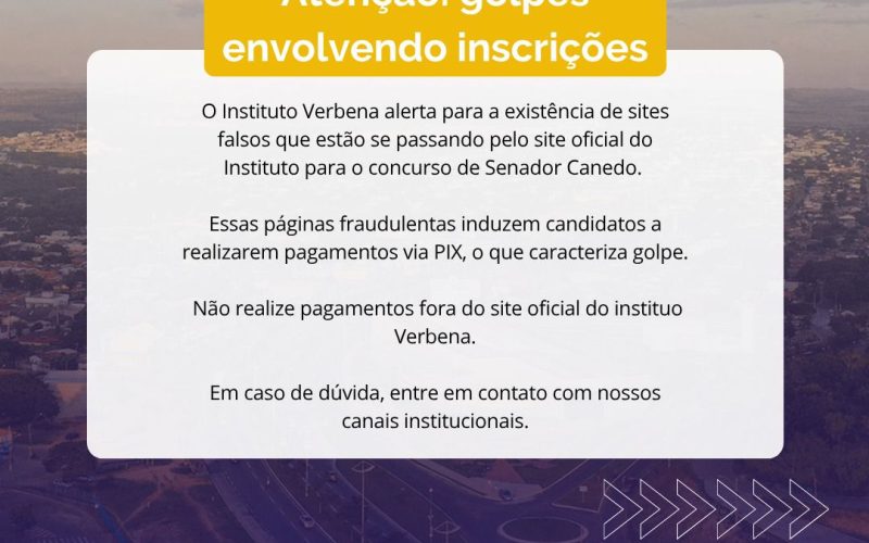 Prefeitura alerta para golpes em inscrições do concurso de Senador Canedo