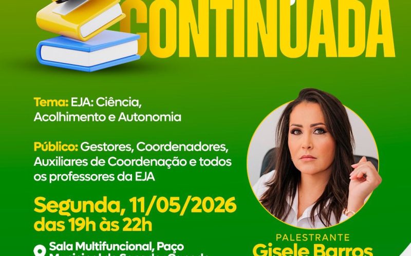 Semed realiza formação da EJA na segunda-feira em Senador Canedo