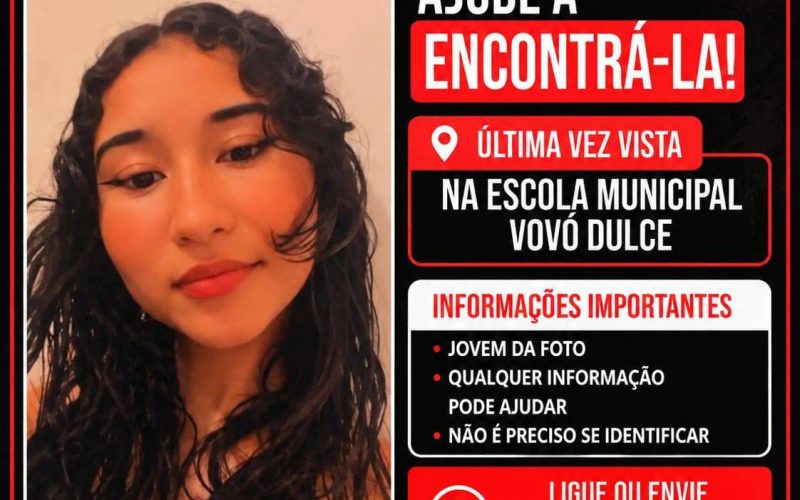 Adolescente de 16 anos desaparece após sair da escola em Senador Canedo