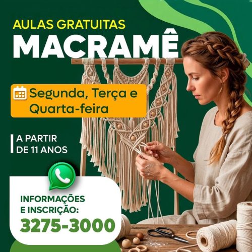 Inscrições está abertas para Aulas gratuitas de macramê em Senador Canedo